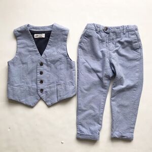 H&M blue vest 5-6Y & dress pant 3-4Y(pant fits like 4-5Y) set VGUC